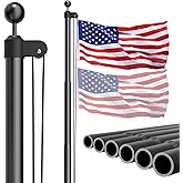 TOCRETOARE Heavy Duty Flag Pole Kit, 25 FT 12 Gauge Extra Thick Aluminum Flagpoles for Outside House in Ground, 3x5 Embroidered American Flag for Residential or Commercial Use