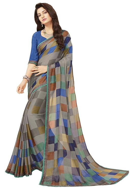 Women's Crepe Saree With Blouse Piece