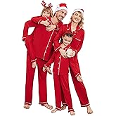Ekouaer Christmas Family Matching Pajamas Long Sleeve Button Down Pj Set Festival Party Sleepwear