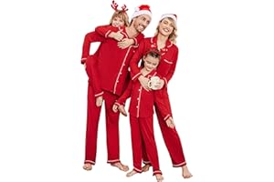 Ekouaer Christmas Family Matching Pajamas Long Sleeve Button Down Pj Set Festival Party Sleepwear