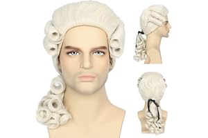 M MISS U HAIR Miss U Hair Man Funny Wigs Men Blonde Colonial Powdered Wig Historical 18Th Century Wig for Halloween Costume
