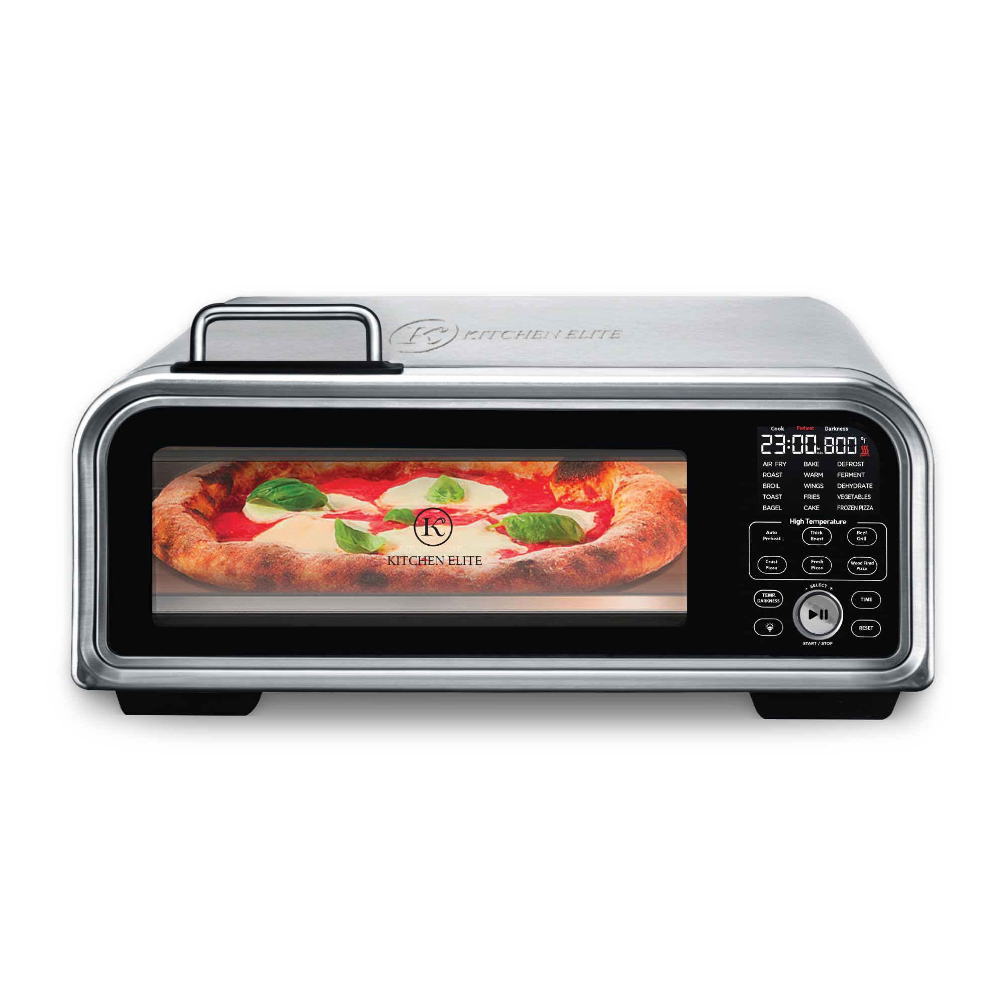 Kitchen Elite 15 in 1 Digital Toaster Oven Air Fryer Combo with Touch Panel and 12 Inch Pizza Capacity, Stainless Steel, Silver