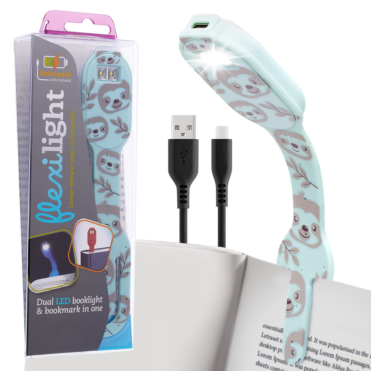 Flexilight Reachargeable Reading Light | 2 in 1 Bookmark Book Light | LED Clip On Reading Lamp | Children and Adult Book Torch | Book Accessories | Gift for Readers, Book Lovers.