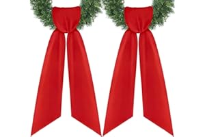 RunNico 4.5" W x 56.3" L Front Door Wreath Blank Sash, 2 Pack Red Sash, Plain Embroidered Wreath Accessories for Christmas DIY Halloween Party Yard Wall Doorway Outdoors Decoration