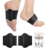 HiRui Arch Support Braces (Pair) for Plantar Fasciitis Relief - Adjustable Neoprene Arch Support Wraps with Gel Pads for Flat Feet High & Fallen Arch, Wear Over or Under Socks, Fits All Shoes (Black)