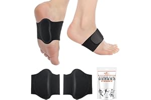 HiRui Arch Support Braces (Pair) for Plantar Fasciitis Relief - Adjustable Neoprene Arch Support Wraps with Gel Pads for Flat Feet High & Fallen Arch, Wear Over or Under Socks, Fits All Shoes (Black)