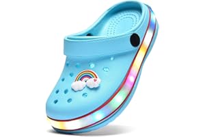 XPKWS Kids' Clogs LED Garden Shoes Boys Girls Mules Light up Sandals Slip on Lightweight Non-Slip