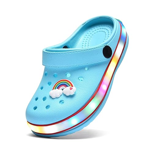 XPKWS Kids' Clogs Boys Girls LED Garden Shoes Light up Sandals