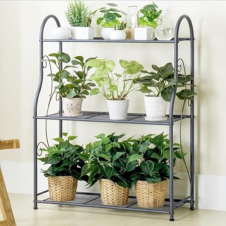 Amazon Com Flower Stand Shelf Indoor Bonsai Display Iron Art Multi Storey Flower Rack Outdoor Stainless Steel Frame Living Room Plant Shelf Color 9168cm Garden Outdoor