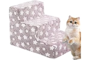 3-Step Dog Stairs for Small Dogs for High Beds, Pet Supplies Dog Stairs for Small Dogs & Cats, Foam Pet Steps, Non-Slip Balan