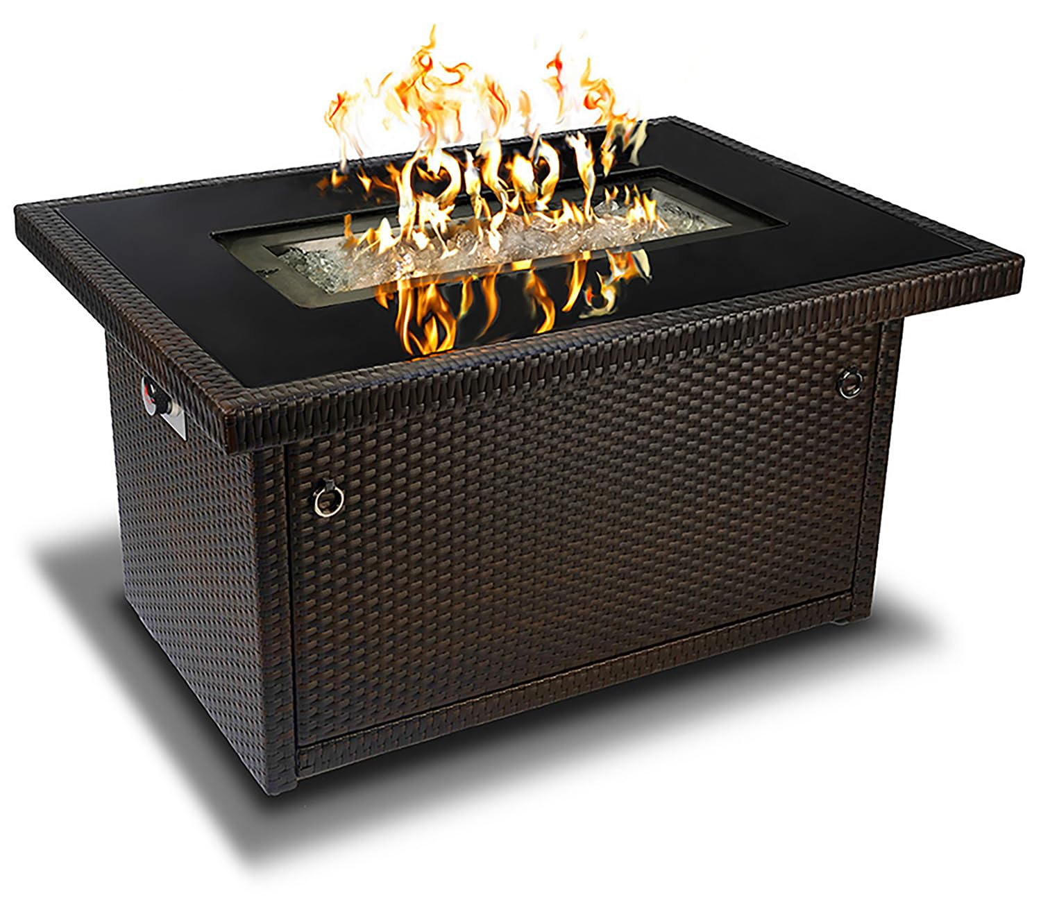Photo 1 of *** STOCK PHOTO FOR REFERENCE ONLY ***Outland Living Series 403 Fire Table – 44" 50,000 BTU Outdoor Propane Gas Fire Pit Table with Tempered Glass Top & Arctic Ice Decorative Glass Rocks, Espresso Brown