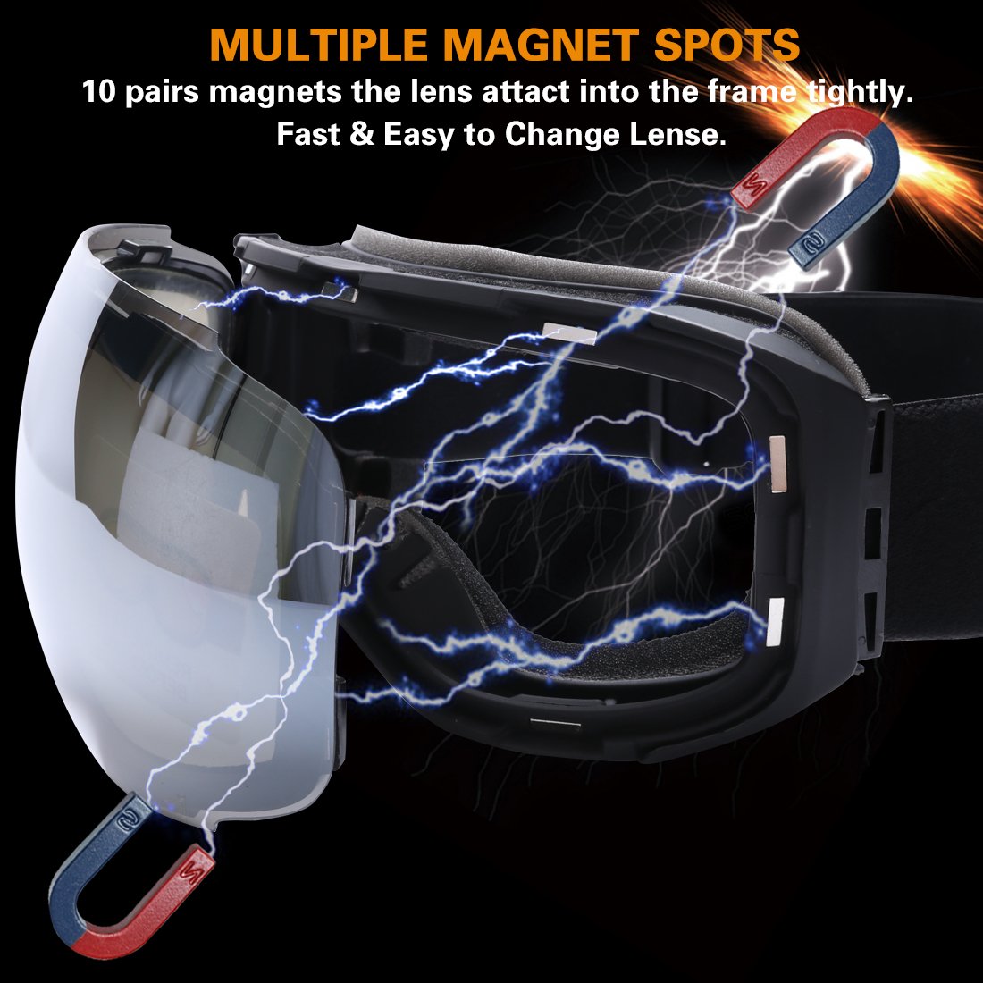 TUONROAD Maschera da Sci Snowboard Trattamento Protezione Super grandangolo Goggles Maschera Occhiali antinebbia UV400 Anti Nebbia Completa per Adulti e Adolescenti S-Silver