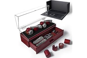 HOLME & HADFIELD Watch & Pocket Knife Display Case – Father's Day Gift for Dad – Switch Up Your Display with the Modular Pillars – Comes with Vegan Leather Padding and 4 Extra Pillars – Lifetime Assurance Included