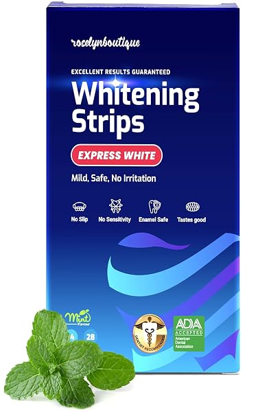 WHITENING STRIPS CARE ENAMEL SAFE NATURAL TEETH WHITENER KIT FOR MEN WOMEN (MINT 28 STRIPS)
