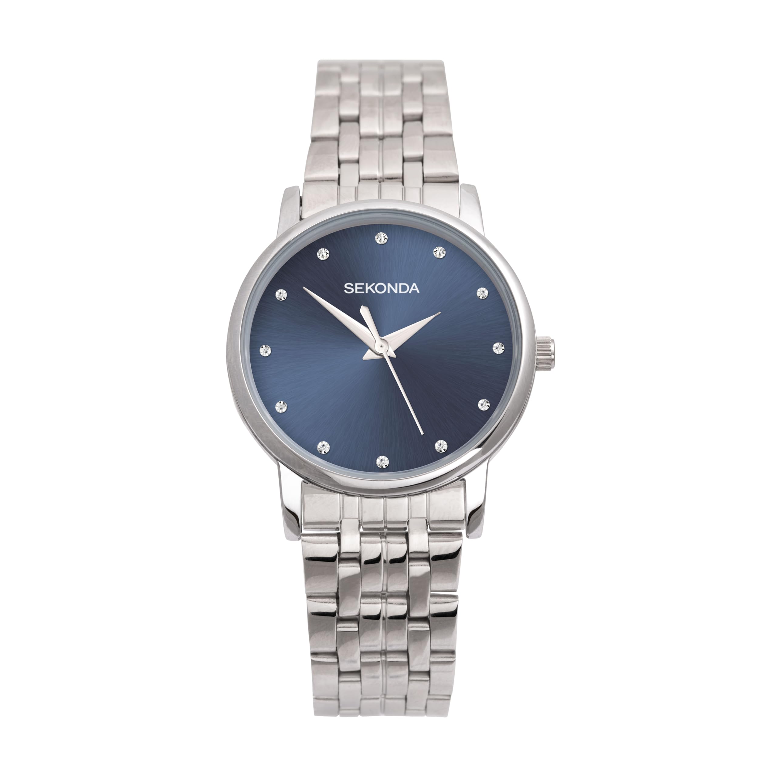 Sekonda Womens Stainless Steel Bracelet Watch Blue Stone Set Dial 2442