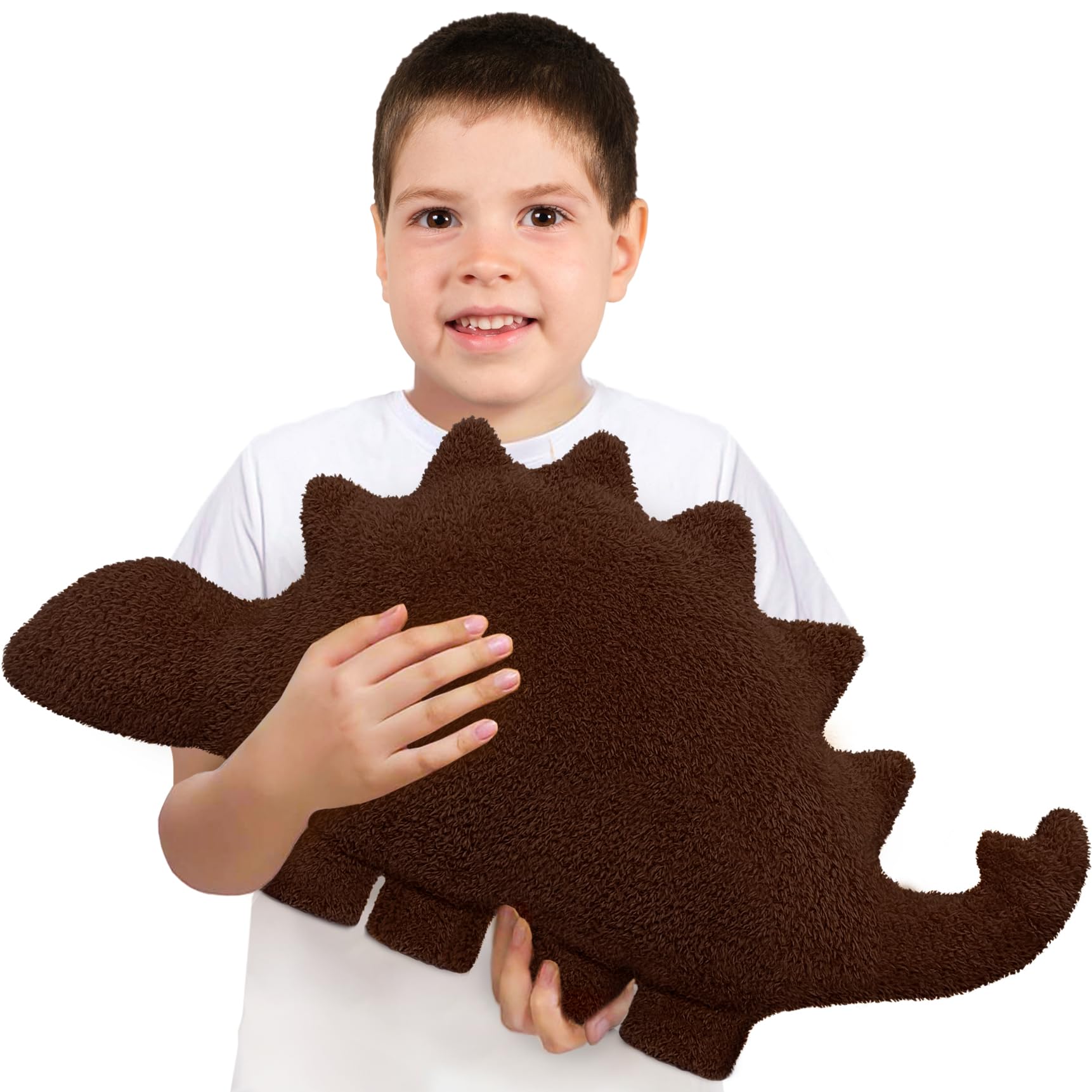 Aiideals Dino Pillow Plush, Chocolate Brown Food Pillows Funny Dinosaur Stuffed Animals Birthday Gifts for Boys and Girls (Large, Kentrosaurus)