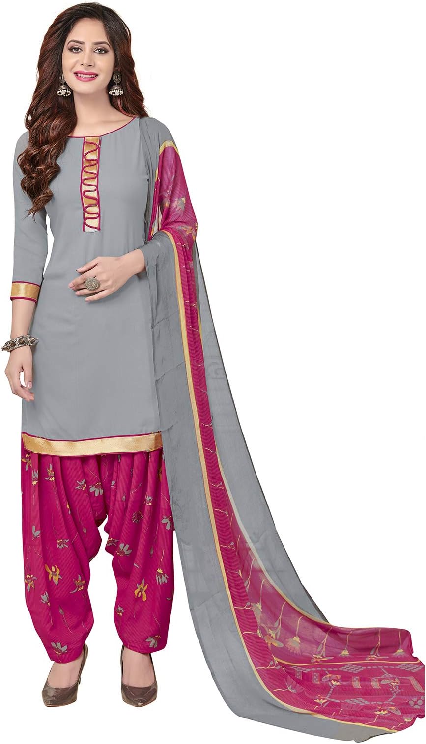 Giftsnfriends Women's Crepe/Synthetic Patiala Dress Material GSSIWEDM6096