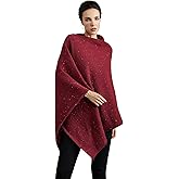 BEAUZSUZSANA Women's Heaps Collar Bohemian Poncho Sweater Knitted Cape Irregular Hem Wrap Pullover for Spring Fall Winter