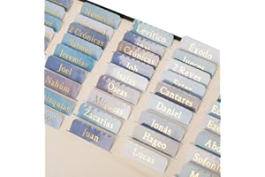 Lumintutu Spanish Laminated Bible Tabs/Pestañas para Biblia en Español - Repositionable Large Print Stickers - Bible Study Journaling Supplies - Christian Gift for Women and Men (Watercolor Blue)