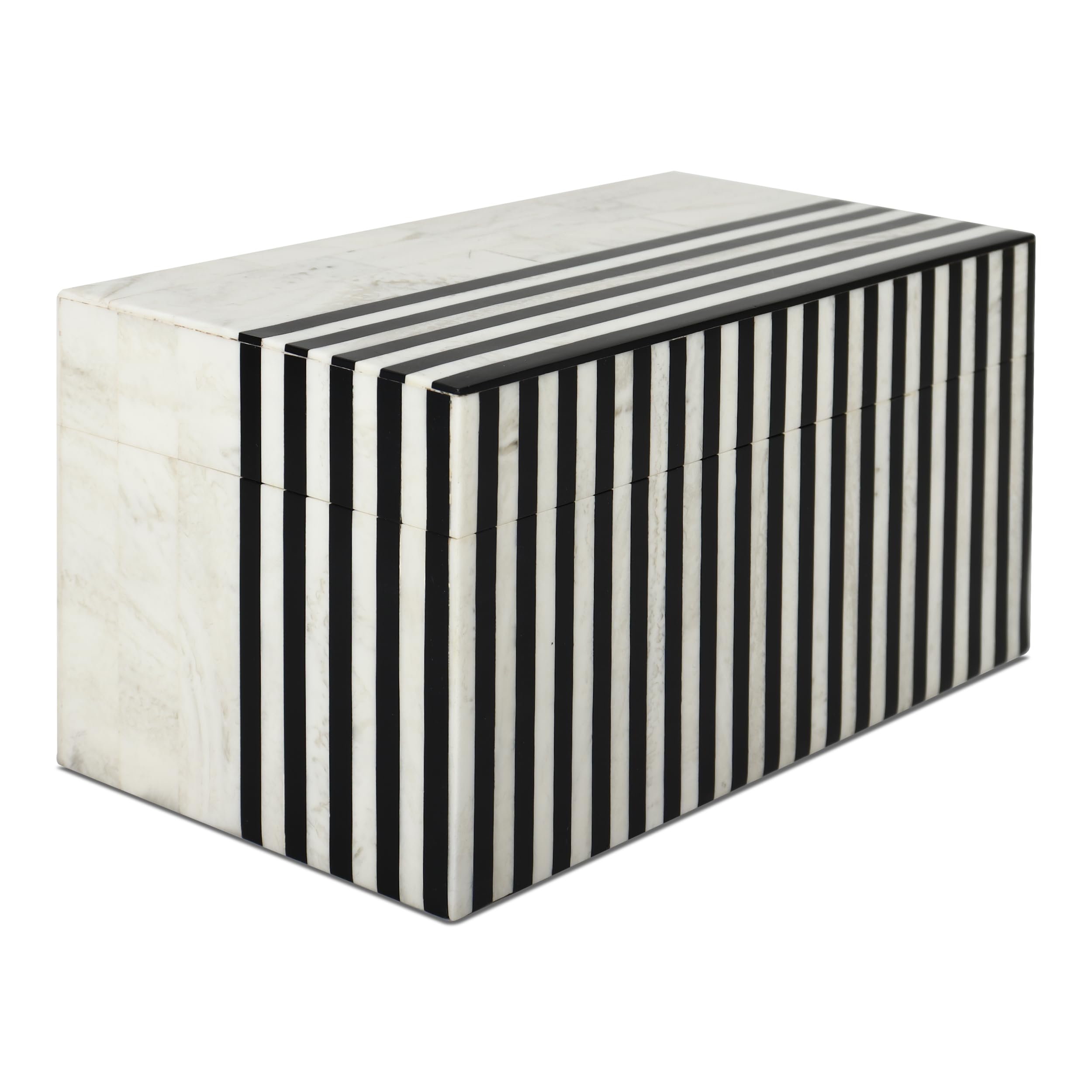 Handicrafts Home Large Decorative Storage Box with Lid, Black White Modern Jewelry Box, Keepsake Storage Box for Coffee Table, Bedroom, Shelf & Home Decor, Mono Lead 10 x 5 x 5