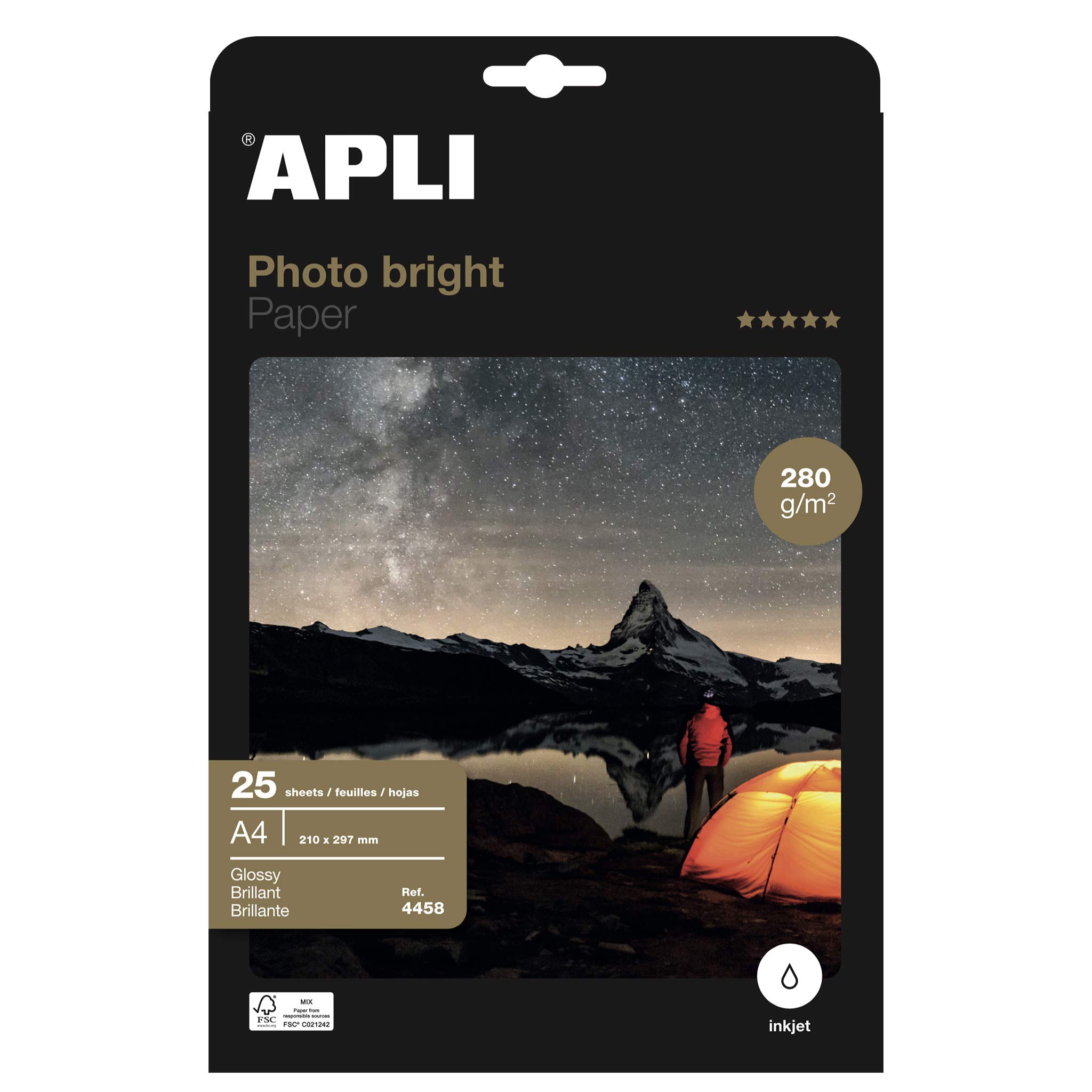 Papier Photo A4 Brillant 240G 15F + 10F gratuites APLI AGIPA