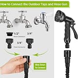 ANSYU Expandable Garden Hose 100FT 8 Function Spray Gun 3/4in 1/2in Connectors view 3