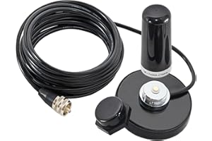 Anina 3.5 Inch NMO Dual Band VHF UHF Antenna with Magnetic Antenna Base PL-259 RG58 Coaxial Cable NMO Mount Cap for CB Ham Radio Marine Two Way Radio