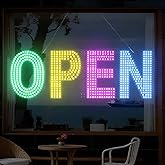 LED Open Signs for Business, 30"L x 10"W Large Open Sign LED with 3 Scene Modes, Ultra Bright Adjustable Light Up Bar Sign for Storefront Window Glass Door Shop Store Salon Cafes Restaurant (Green-Yellow-Pink-Blue)