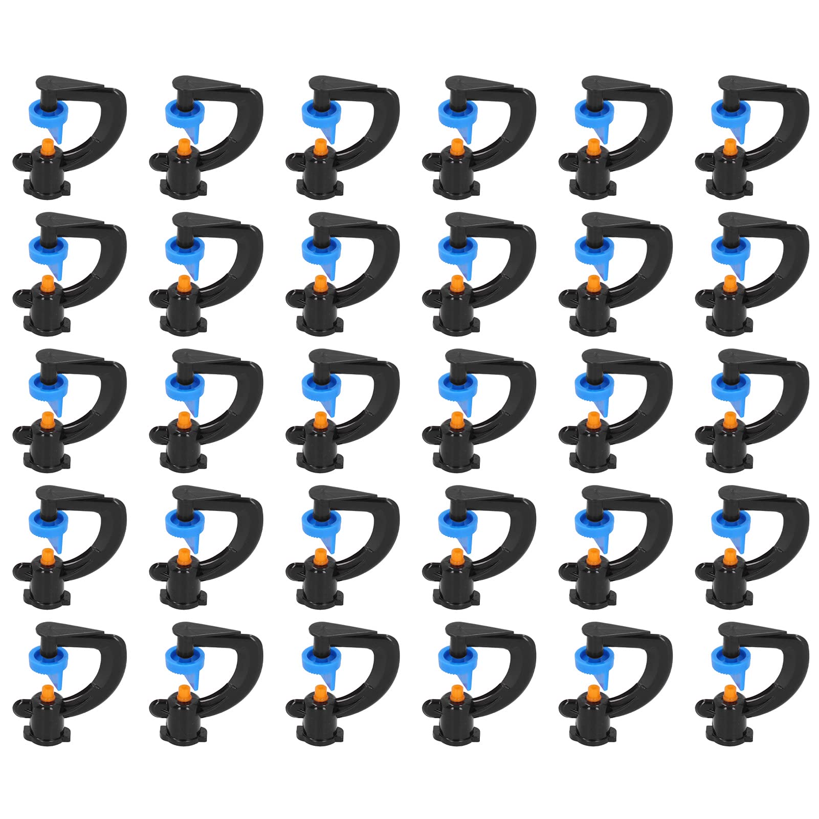 Tissting Garden Irrigation Nozzles, 180 Degree Rotating Misting Sprinklers G Type Suspension Nozzles 30Pcs ABS Plastic Horticultural Watering Kit for Greenhouse Farm Shed Lawn