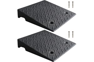 WECARLLE 2Pack Rubber Curb Ramp 4" Rise Height, Heavy-Duty Threshold Ramps, Driveway Curb Ramps Portable Shed Ramps 7000 Lbs Load Capacity for Cars Vehicle Motorcycle Wheelchairs Bikes