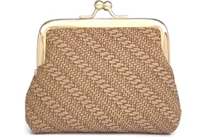 Lavogel Coin Purse, Kiss Lock Coin Purse for Women, Large Capacity Coin Pouch,Vintage Change Purse Cute Car Coin Holder for Women (2-Coffee)