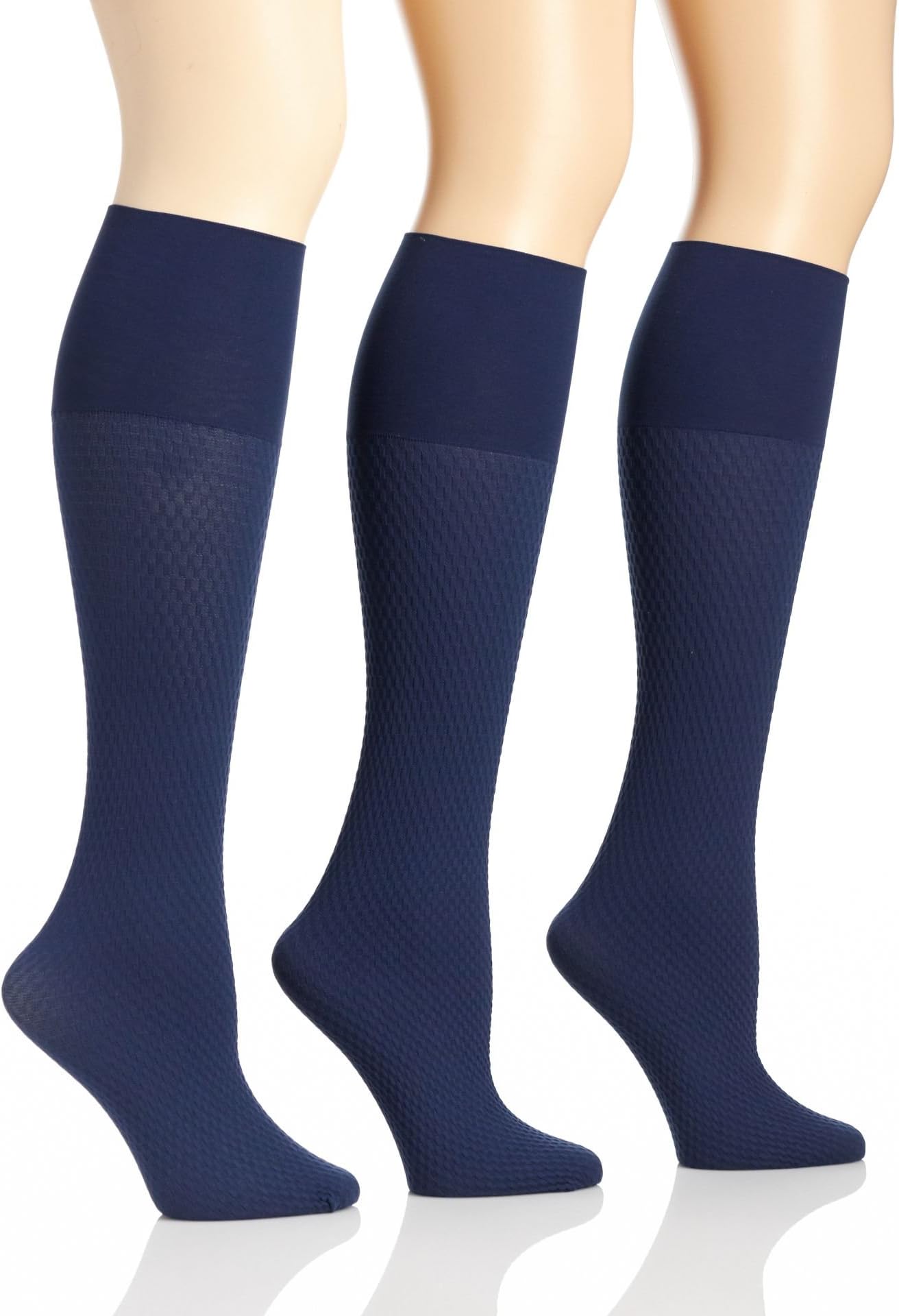 Sunny Socks Women's Queen Microfiber Opaque Links Patterned Trouser Knee High Socks - 3 Pack
