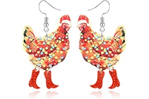 DREUYET Acrylic Big Rooster Chicken Earrings Funny Cute Kawaii Dinosaur Chicken Dangle Earrings Farm Boots Chicken Hen Dangle Earrings for Women Aesthetic Charming Jewelry Gift
