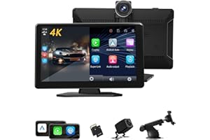 XBAY 9" Carplay Screen for Car, Support Apple Carplay & Android Auto, 4K Dash Cam, 1080p Backup Camera DVR, Car Audio Receivers GPS Navigation Airplay/Super Link, Bluetooth, FM, Siri.