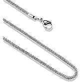 555Jewelry 3.3mm Stainless Steel Mesh Necklace for Women & Men, Available in 16”-22”