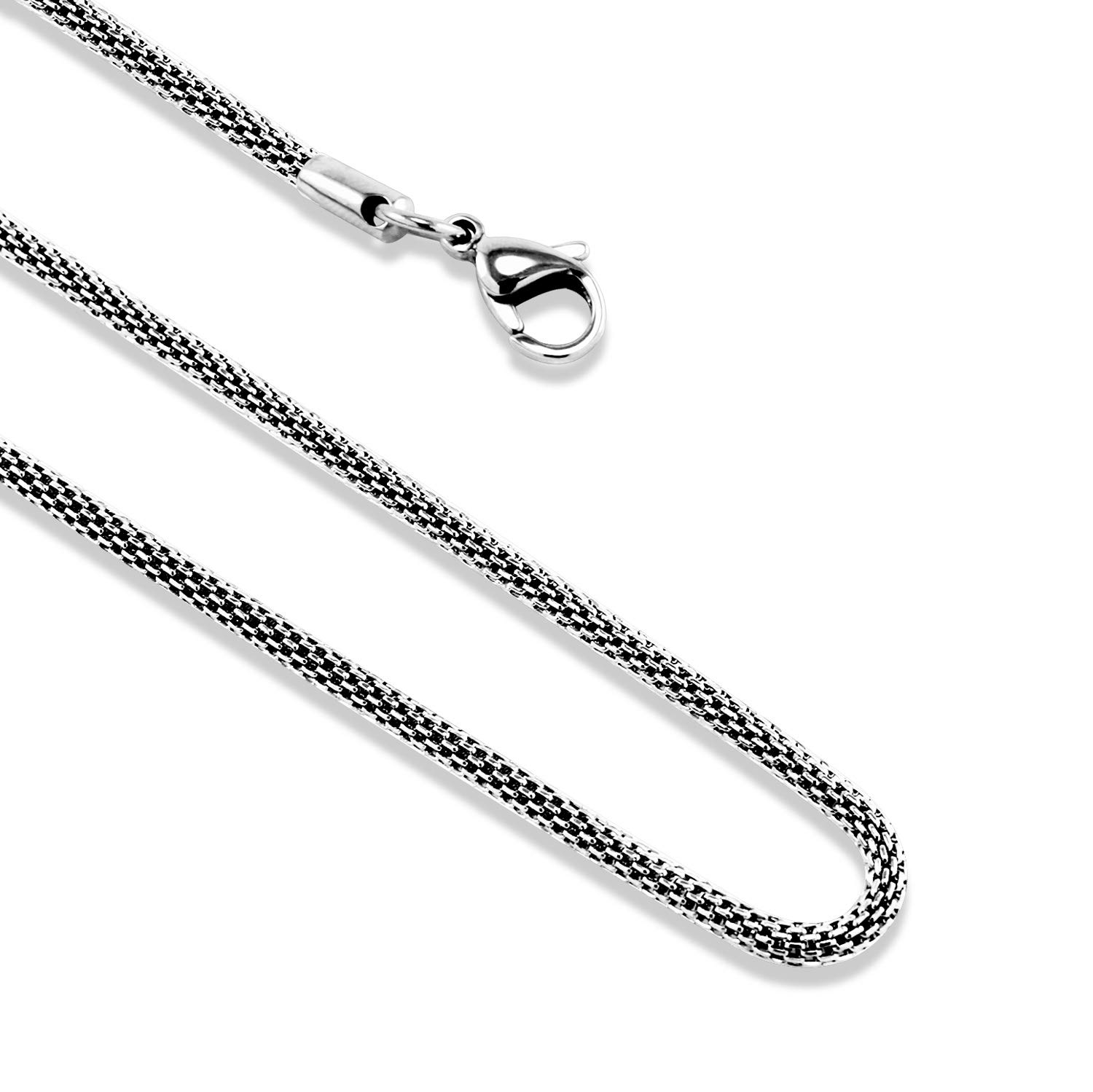 555Jewelry 3.3mm Stainless Steel Mesh Necklace for Women & Men, Available in 16”-22”, 24 Inch0 cm, Metal, No Gemstone