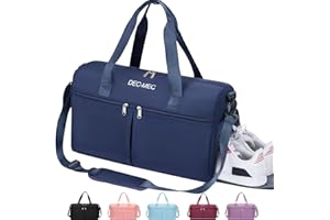 Dec-Mec Gym Bag for Women and Men with Shoes Compartment, Small Duffel Bag for Sports,Travel, Carry On Weekender Overnight Bag for Plane Gym Tote Bags Swimming Yoga Hospital Holdalls