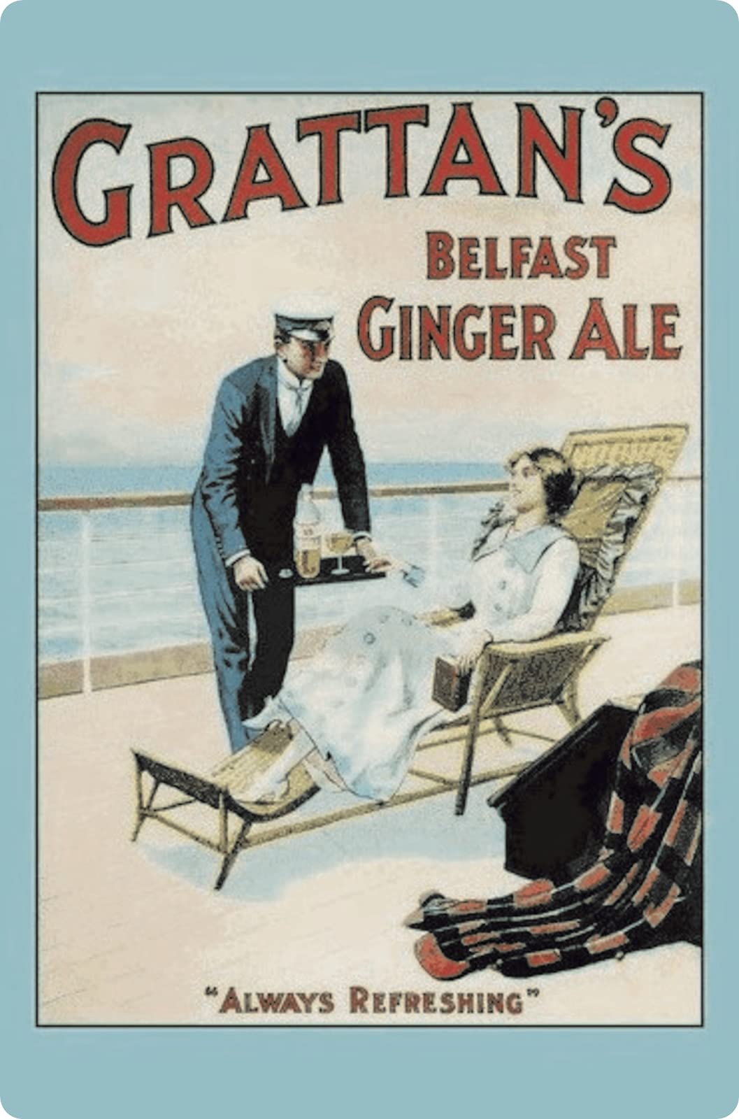 Tin Sign 20 x 30 cm Curved Grattan's Belfast Ginger Ale Decorative Gift Sign