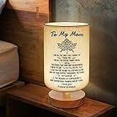 To My Mom Mother Day Birthday Gifts - Engraved Table Lamp, Dimmable Bedside Nightstand Lamp, Fabric Desk Lamp Shade Simple Night Light for Bedroom Living Room Office - Best Anniversary Christmas Gift