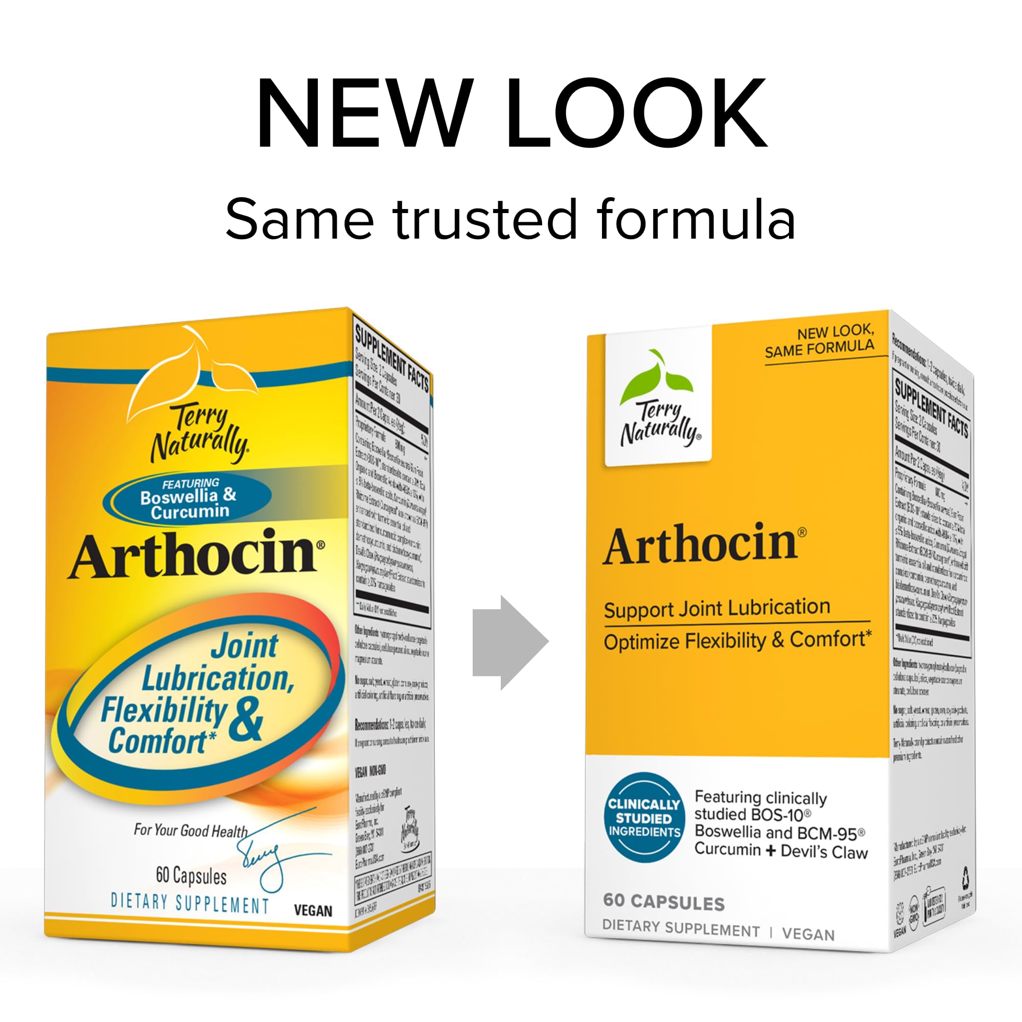 Terry Naturally Arthocin - Boswellia Serrata Capsules with Devil's Claw & Curcumin - Supplement to Support Joint & Spine Health - Herbal Supplement Aids Comfort & Absorption - 60 Capsules