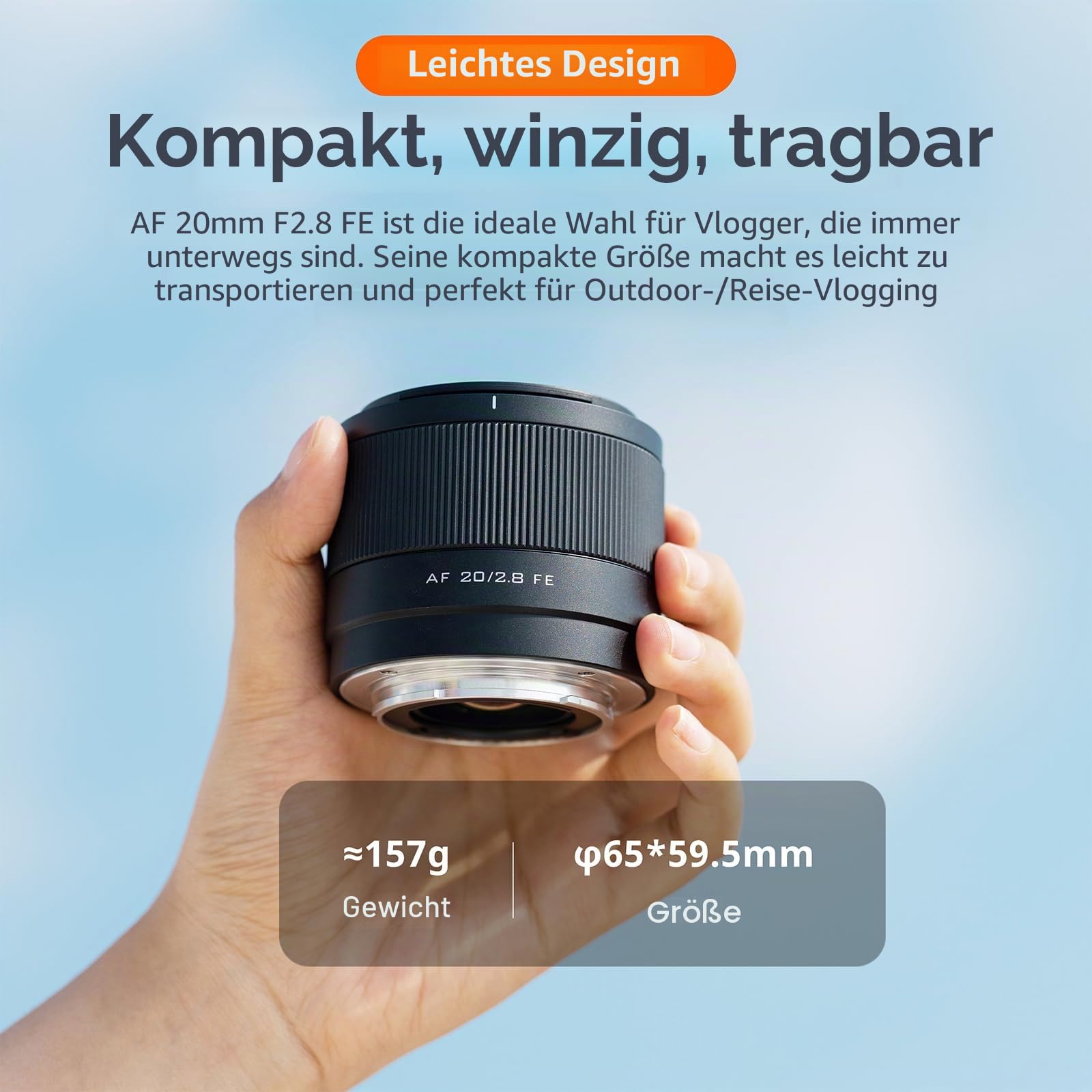 VILTROX AF 20mm F2.8 FE für Sony E Mount Vollformat Objektiv Prime 3