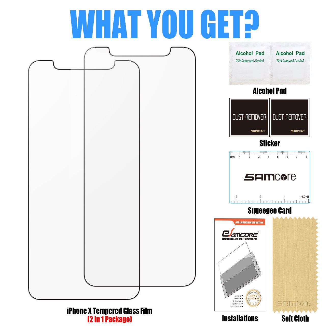 iPhone X Glass Screen Protector, eSamcore Tempered Glass Screen protector for Apple iPhone X 2017 [Case Friendly] [2-Pack]