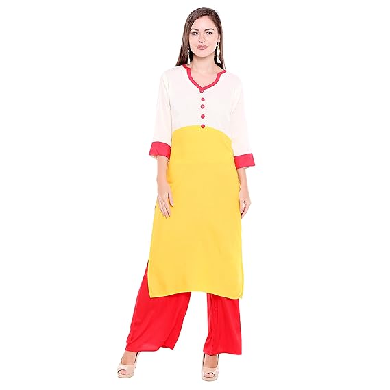 OOMPH! Womens Rayon a-line Kurta