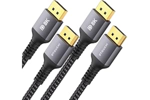 Stouchi 2-Pack Displayport 1.4 Cable 6.6FT, 32.4Gbps [16K@30Hz, 8K@60Hz, 4K@120Hz, 1080P@240Hz] HDR, HDCP, DSC 1.2a, FreeSync G-Sync DP Cable for Gaming Monitor, RTX 5090, RX 9070, RTX 6000 Ada