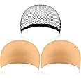 EBOOT 3 Pcs Wig Caps Black Mesh Wig Cap Net Neutral Nude Beige Wig Cap for Lace Front Wig for Women Men Halloween, Cosplay
