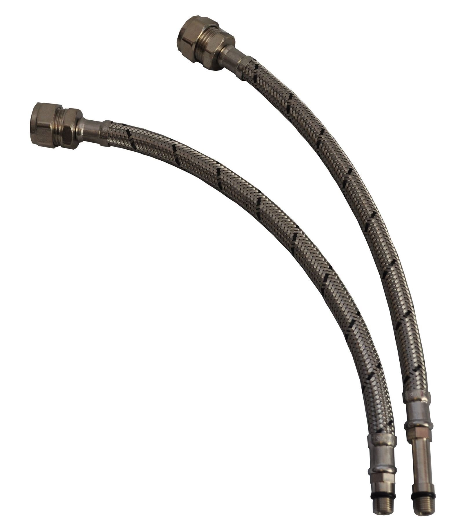 Pair of 15mm x 12mm x 300mm Monoblock Tap Hose