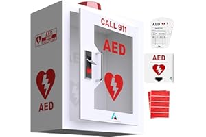 Avicenna Innovations Steel AED Cabinet Kit | Wall Mount Box with Alarm & Strobe Light | Turnkey Solution Includes 3D Sign, Inspection Tags & Security Seals | Universal Fit (16" H x 14" W x 8" D)