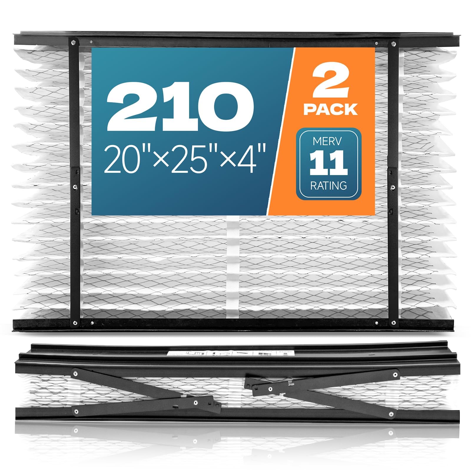 Photo 1 of 2-Pack 210 Replacement Filter Compatible with AprilAire Whole House Air Purifiers, Models 1210, 1620, 2210, 2216, 3210, 4200, MERV 11 Air Purifiers, Size: 20x25x4(Actual Size 20.66''x25.19"x4)