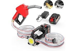 TaskStar Fuel Transfer Pump Battery Powered, 13GPM Electric Pump with 21V 4.0Ah Battery & Charger, Portable Cordless Pump with Auto-off Nozzle & 2x 6.6FT Hoses for Water Diesel Kerosene Transfer