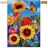 Spring large Garden Flag 28x40 Double Sided Vertical, monarch Butterfly Floral Flower Welcome Garden Yard House Flags Outside Outdoor House sunflower Spring Summer Décor